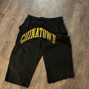 Black Sweatpants with Yellow Chinatown Print